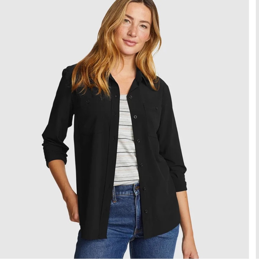 Eddie Bauer Women's Aspen Long Sleeve Trail Shirt Black XS